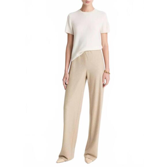 NEW VINCE italian wool-blend high-waist bias pant in oatmeal
